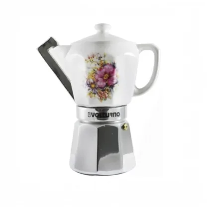 Cafetera Volturno Tipo Italiana Express Porcelana Flor 9 Poc