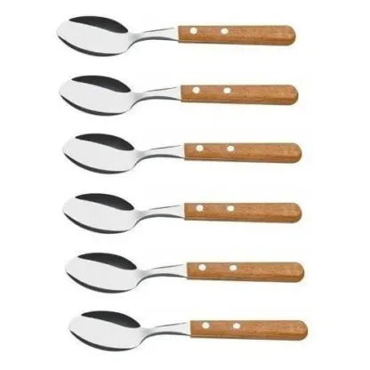 6 Cucharas Mesa Acero Dynamic Tramontina Madera Sueltos