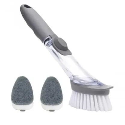 Cepillo Smart Con Dosificador Y 2 Esponjas Extra Gris