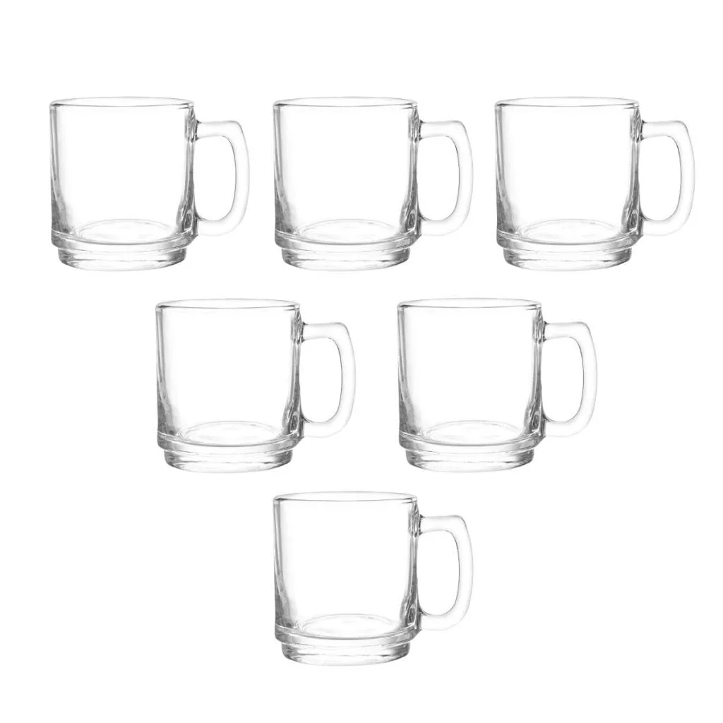 6 Jarros Tazas Mug Firenze Cristar 275ml Bajos Vidrio
