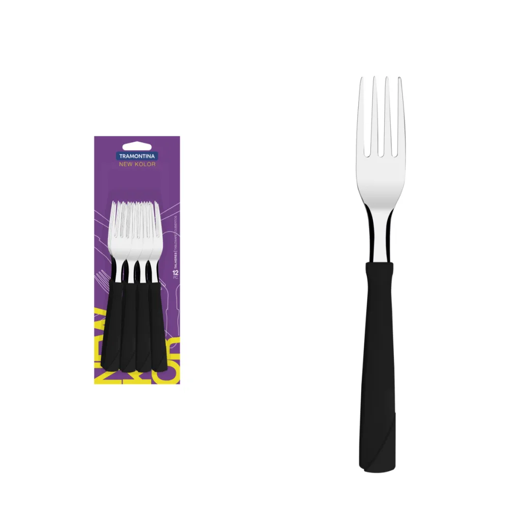 12 Tenedores New Kolor Tramontina Original – Negro