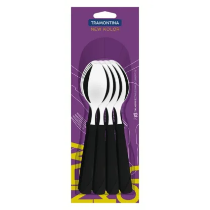 12 Cucharitas de Té New Kolor Tramontina Original – Negro - Image 2