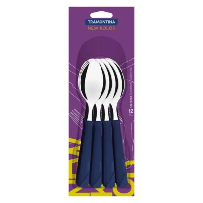 12 Cucharas de Mesa New Kolor Tramontina Original – Azul - Image 2