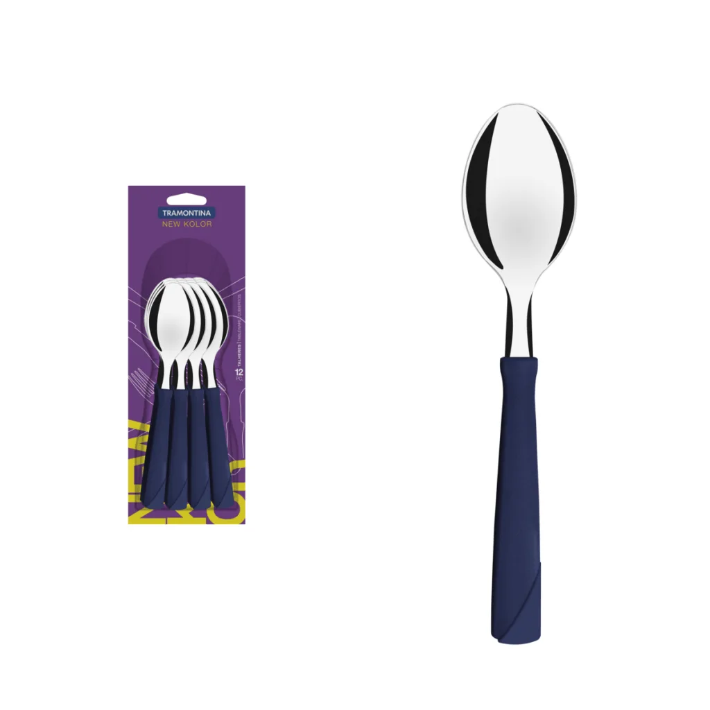 12 Cucharas de Mesa New Kolor Tramontina Original – Azul