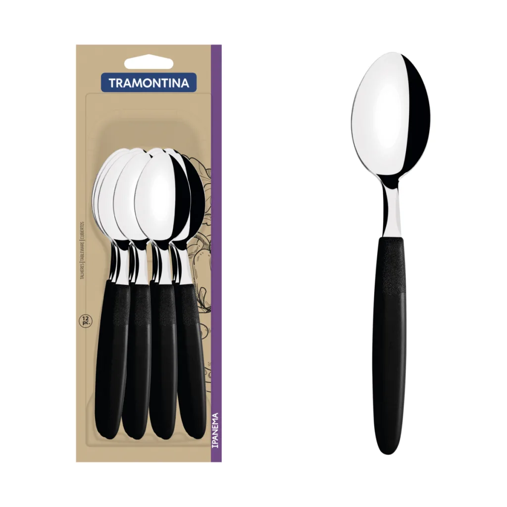 12 Cucharas Mesa Ipanema Tramontina Originales - Negras