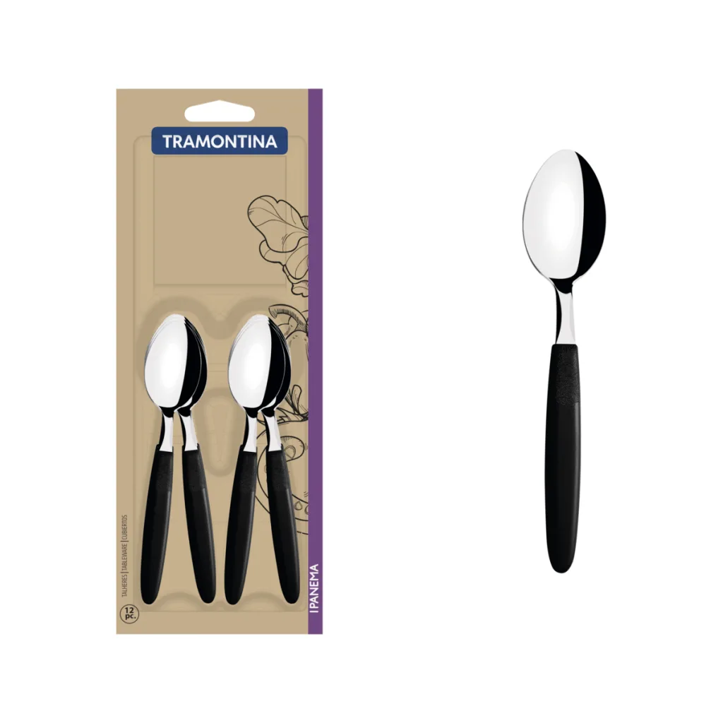 12 Cucharas de Té Ipanema Tramontina Original - Negro