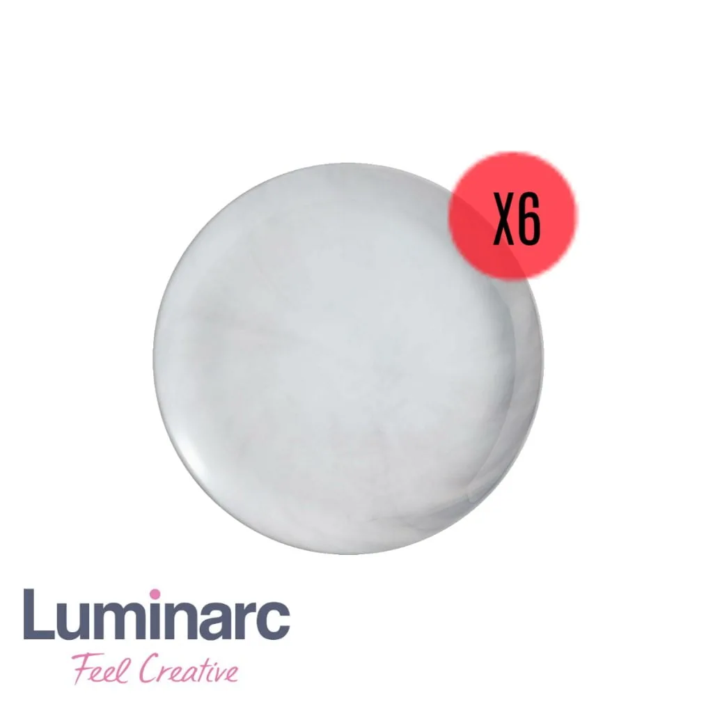 6 Platos Playos Marbre Luminarc 25 Cm