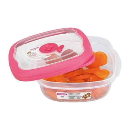 Contenedor Hermético Cuadrado Bajo Chico 280ml San Remo - Rosa