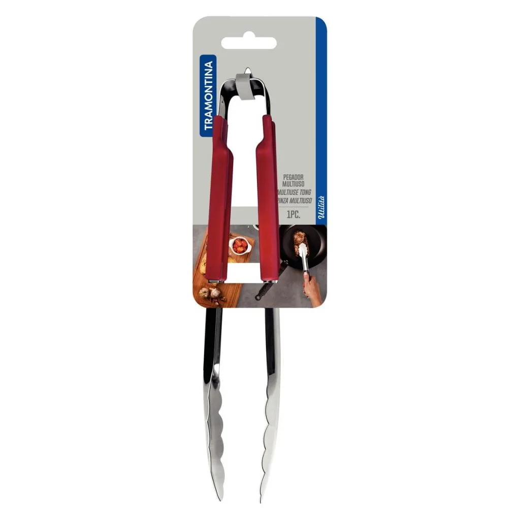 Pinza Acero Inoxidable Nylon Utilita Tramontina 24cm - Roja
