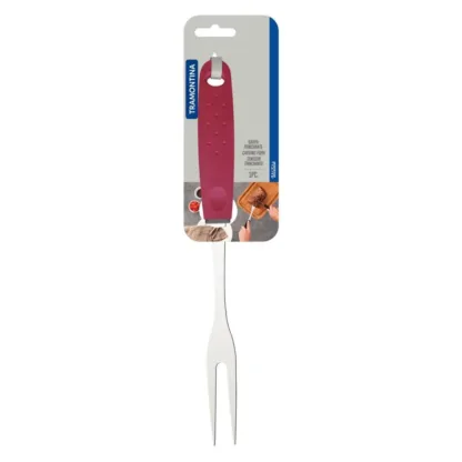 Tenedor Trinchante Acero Inox Utilita Tramontina- Rojo