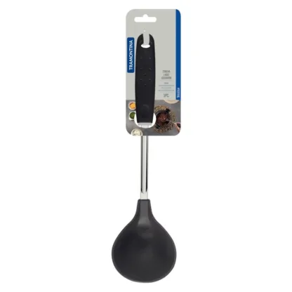 Cucharón Acero Inoxidable y Nylon Utilita Tramontina- Negro