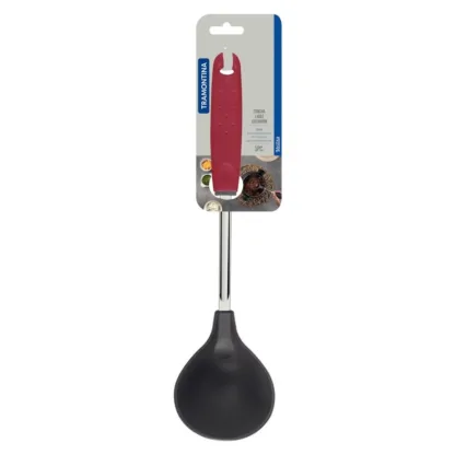 Cucharón Acero Inoxidable y Nylon Utilita Tramontina -Rojo