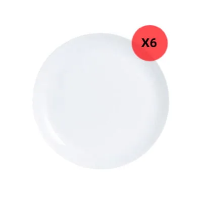 6 Platos  Postre Diwali 19 cm Luminarc Blanco