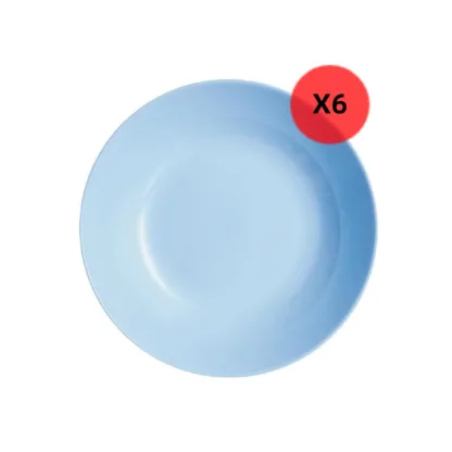 6 Platos Hondos Diwali 20 Cm Luminarc Ligh Blue