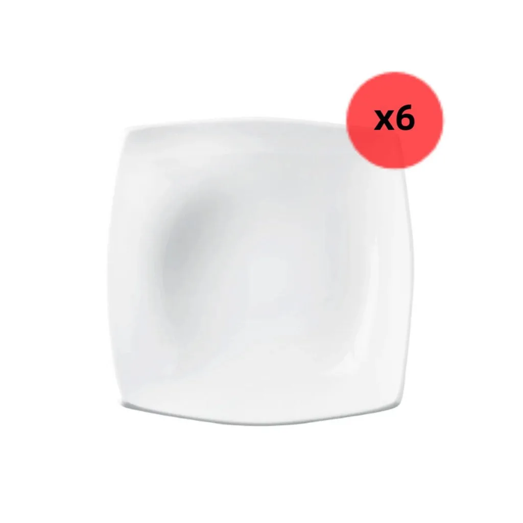6 Platos Postre Cuadrados Quadrato Luminarc - Blancos
