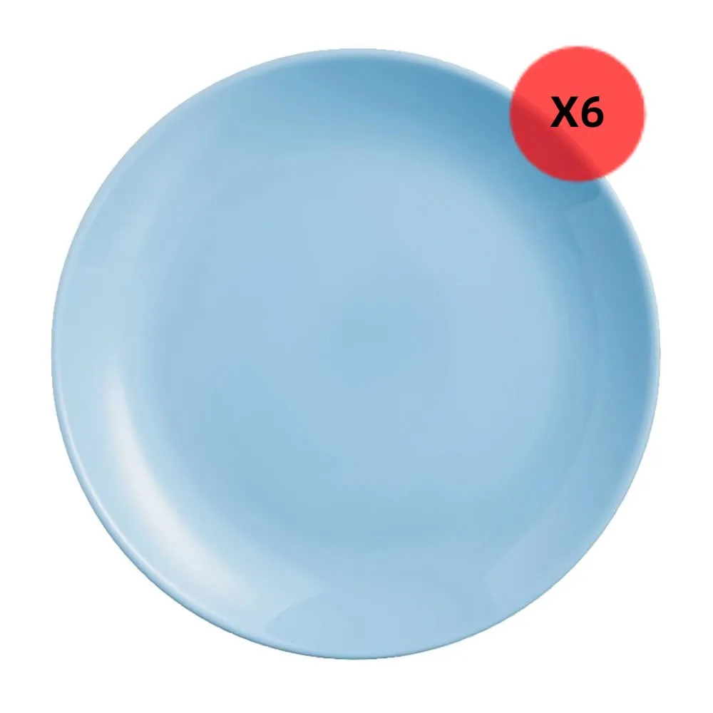 6 Platos Playos Diwali 25 Cm Luminarc Light Blue