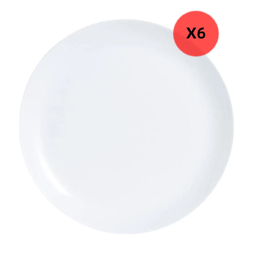 6 Platos Playos Diwali 25 cm Luminarc Blanco