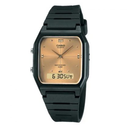 Reloj Casio Aw-48he-9a-Dorado Malla de Caucho