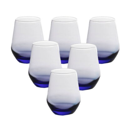6 Vasos De Vidrio Cristar Sicilia Azul 396cc
